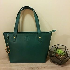 NWOT Ralph Lauren Sloan Street Green Leather Tote